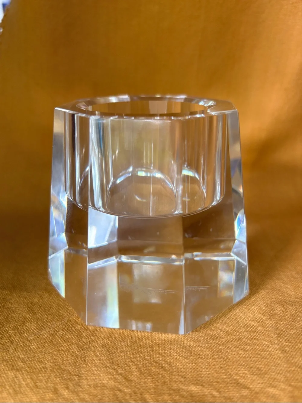 Oleg Cassini 24% Lead Crystal Votive Candle Holder with Octagonal Faceted Cut